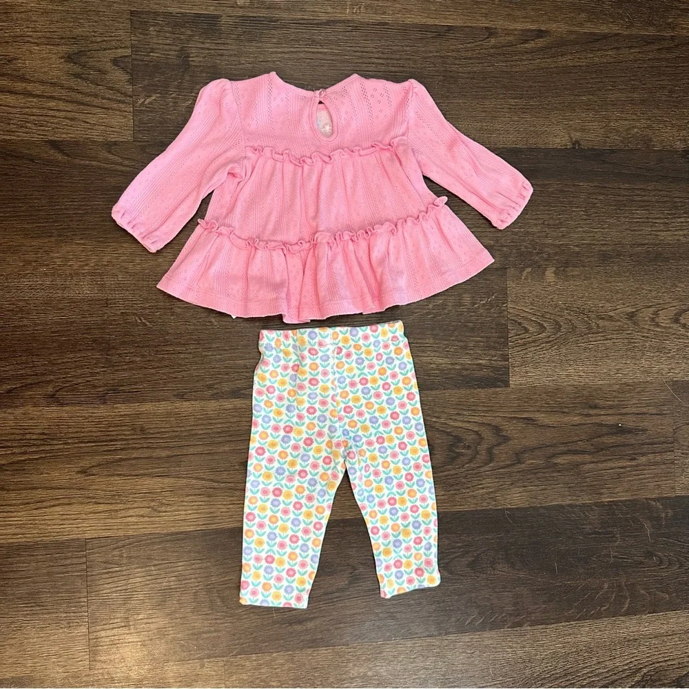 Pink Ruffled Top and Colorful Leggings Set - Picture 2 of 4